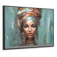 LEINWAND Bilder mit Rahmen - Frau - Kunst - Schmuck - Porträt - 100x70 - Blaugrau, Textil (100/70cm) - MuchoWow