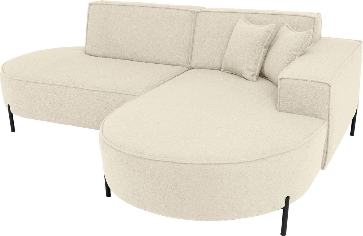 ECKSOFA Hana Loft 3-Sitzer Ecke Rechts, Boucle, Beige 241/80/168 cm - Beige/Schwarz, Textil/Metall (241/168cm) - WFL GROUP