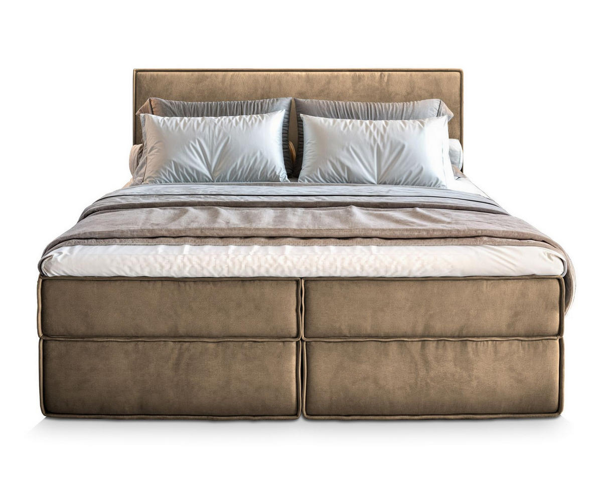 POSTEL BOXSPRING PELLIO 160x200 cm, s matrací a úložným prostorem, béžová - béžová, kompozitní dřevo/textil (160/200cm) - MASSENO