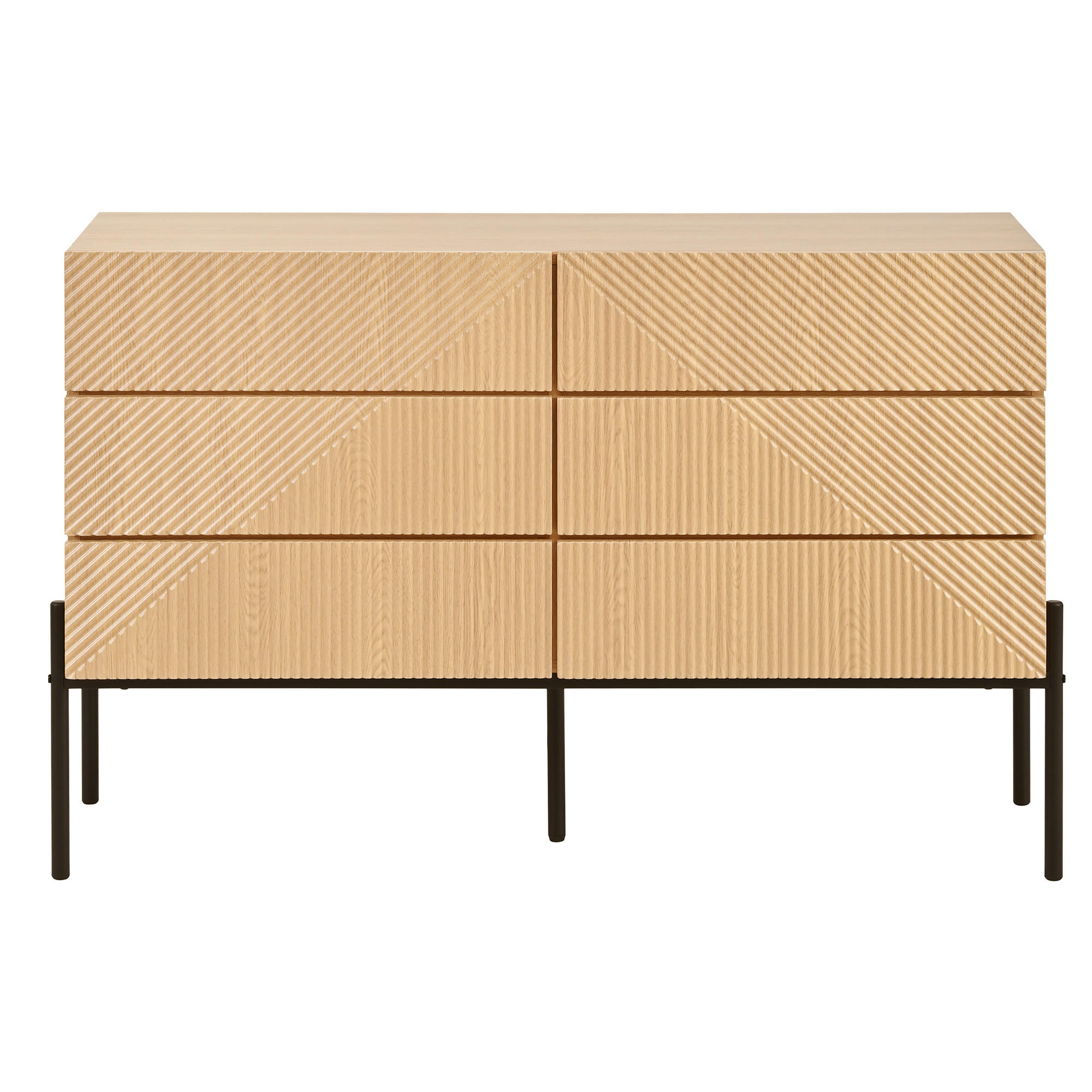 Urban Meuble SIDEBOARD přírodní 3D struktura 6 zásuvek 115 cm