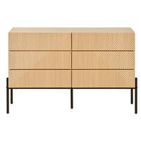 SIDEBOARD natur 3D struktur 6 schubladen 115cm - Naturfarben, Holzwerkstoff (115.5/75/38cm) - Urban Meuble