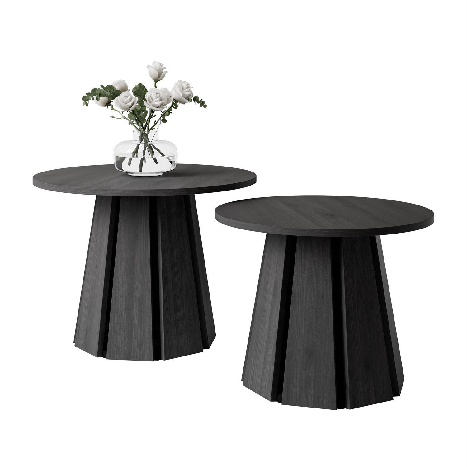 COUCHTISCHSET SILVA 2in1, Graphitschwarz - Graphitfarben, Holzwerkstoff (67/67/51cm) - Lookway