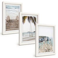 BILDER SET 3er Set - 20x30 cm Weißer Rahmen - Strandtreppe aus Holz, Schaukel - Weiß, Kunststoff (20/30cm) - TULUP