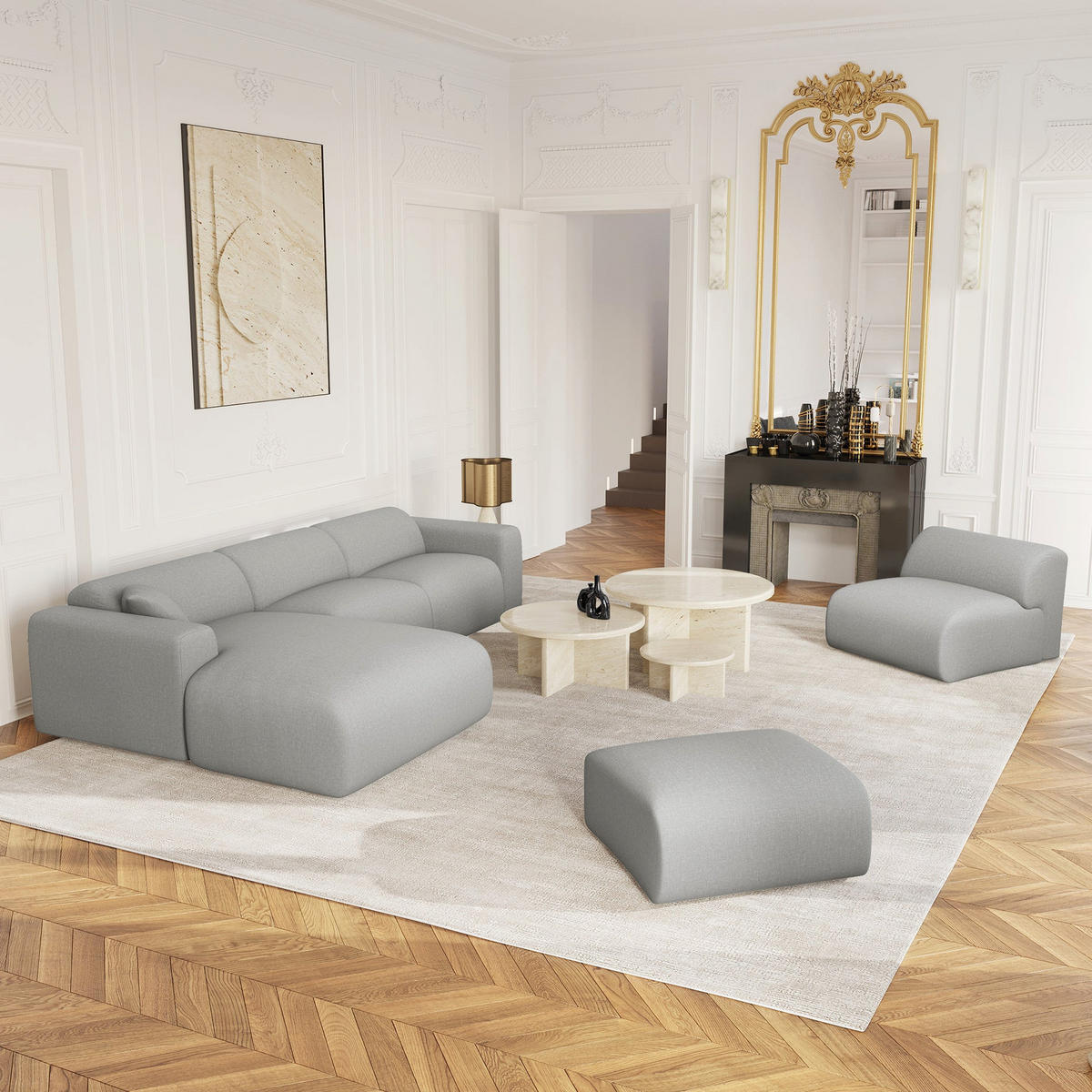 RASTERGEWEBE Hellgrau 75cm - Hellgrau/Grau, Textil (75/67/97cm) - Sia Home