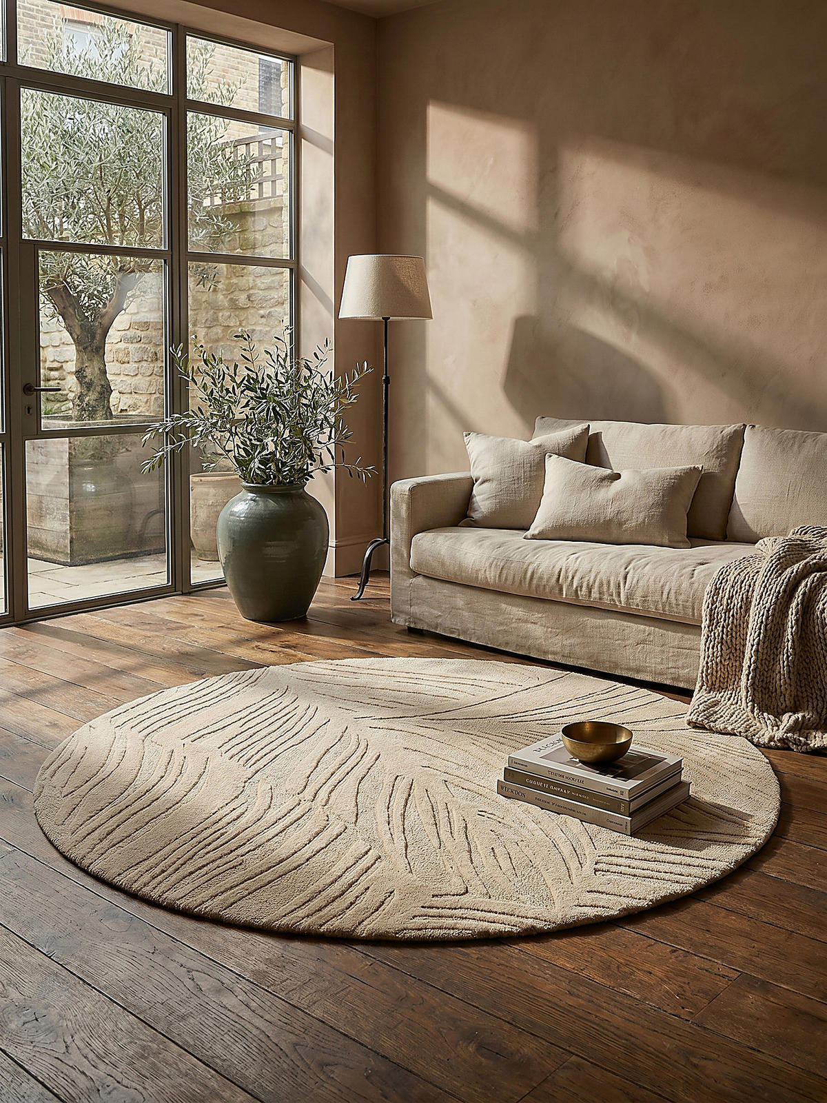 WOLLTEPPICH LEVEN Ø 160 cm - Beige, Textil (160/160cm) - KADIMA DESIGN
