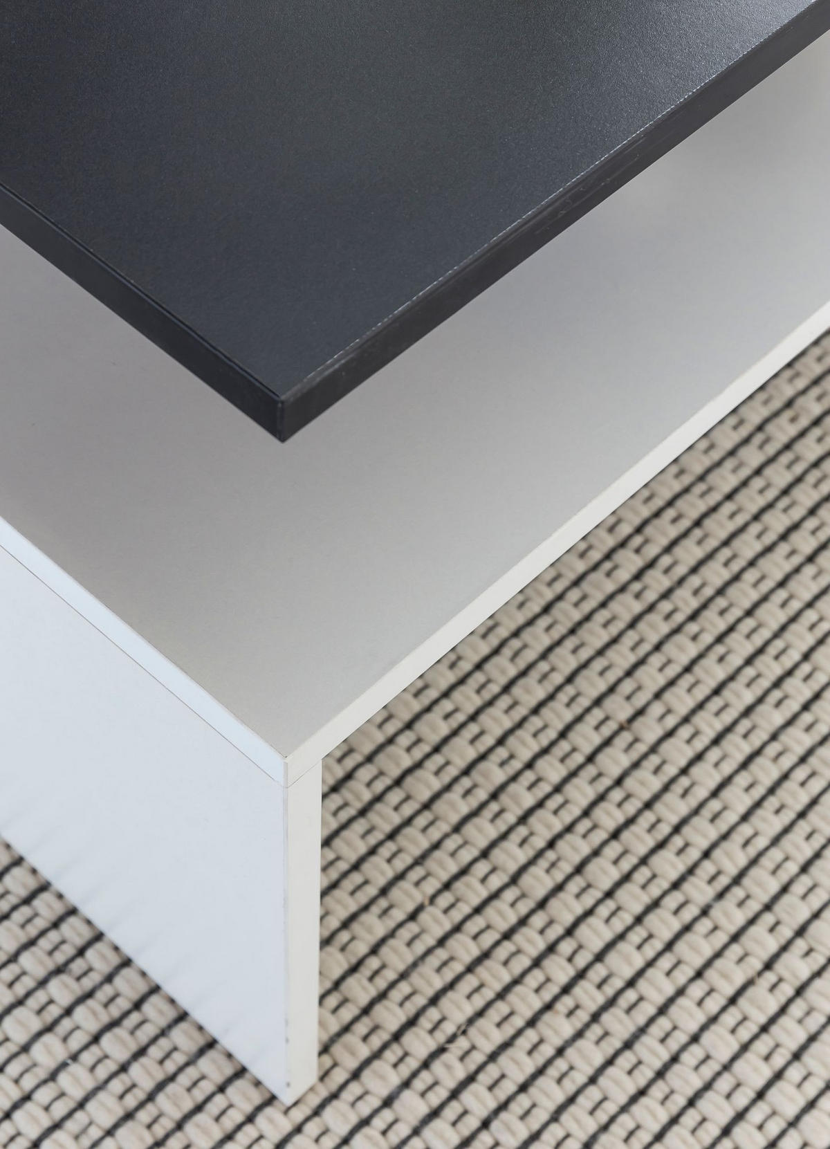 COUCHTISCH Zweifarbig Schwarz Weiß, 90x60 cm, Melaminharzbeschichtet - Weiß, Holz (60/90/43cm) - KADIMA DESIGN