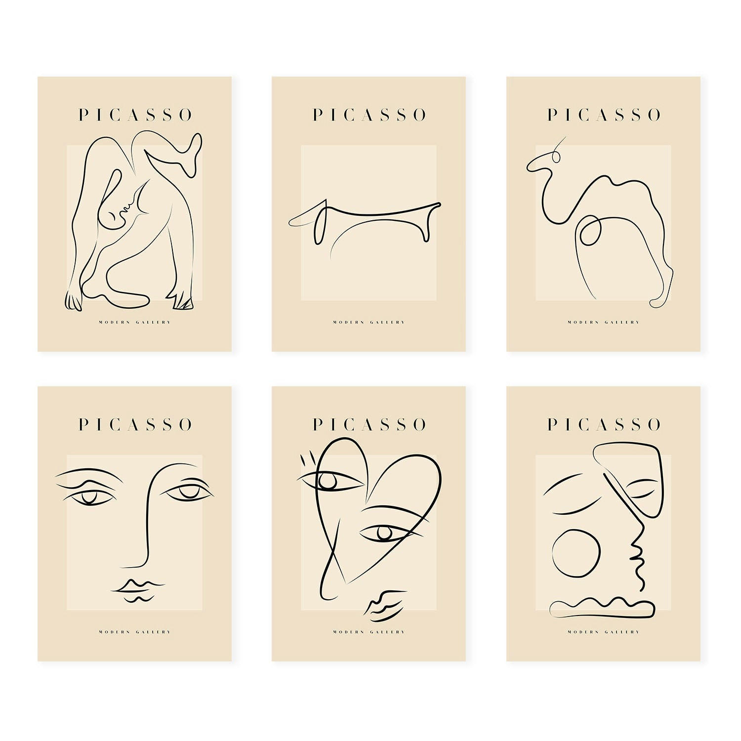POSTER Set Mit 6 Illustrationen Von Pablo Picasso Liebe A3 Rahmenlos - Klar, Papier (29/3cm) - Nacnic