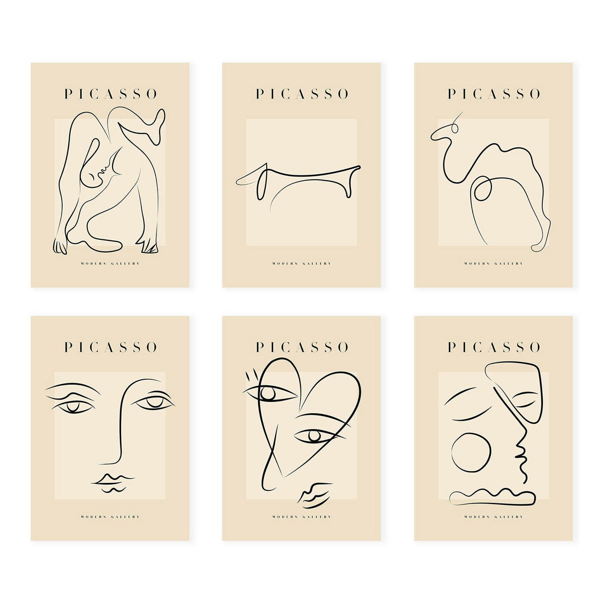 POSTER Set Mit 6 Illustrationen Von Pablo Picasso Liebe A3 Rahmenlos - Klar, Papier (29/3cm) - Nacnic