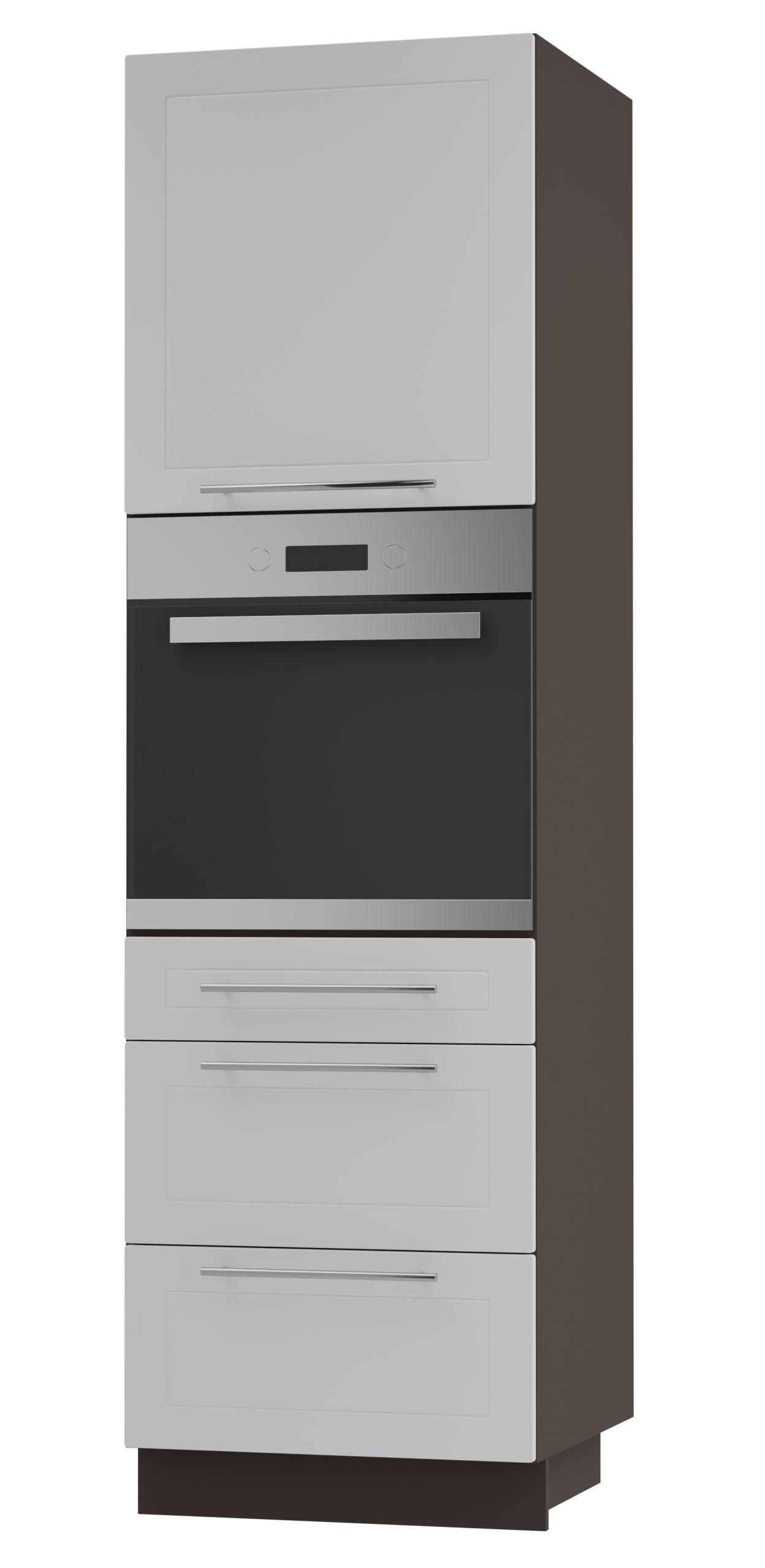 Feldmann-Wohnen Backofen-Hochschrank Weiß, Dunkelgrau 60x207x59 cm