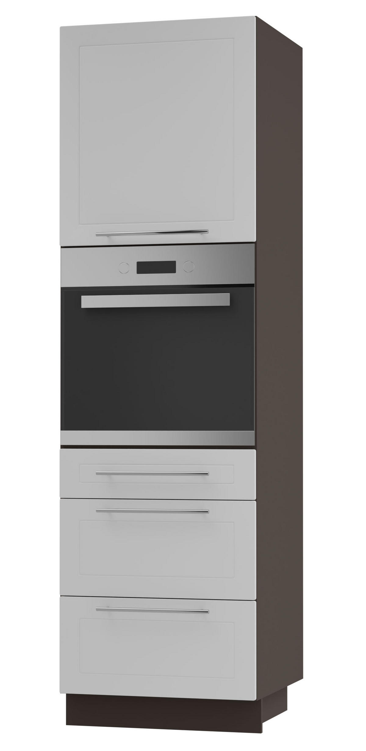 BACKOFEN-HOCHSCHRANK Kvantum D14/RU/3M Weiß Matt / Lava Matt 60 / 59 / 207cm - Dunkelgrau/Weiß, Holz/Holzwerkstoff (60/207/59cm) - Feldmann-Wohnen