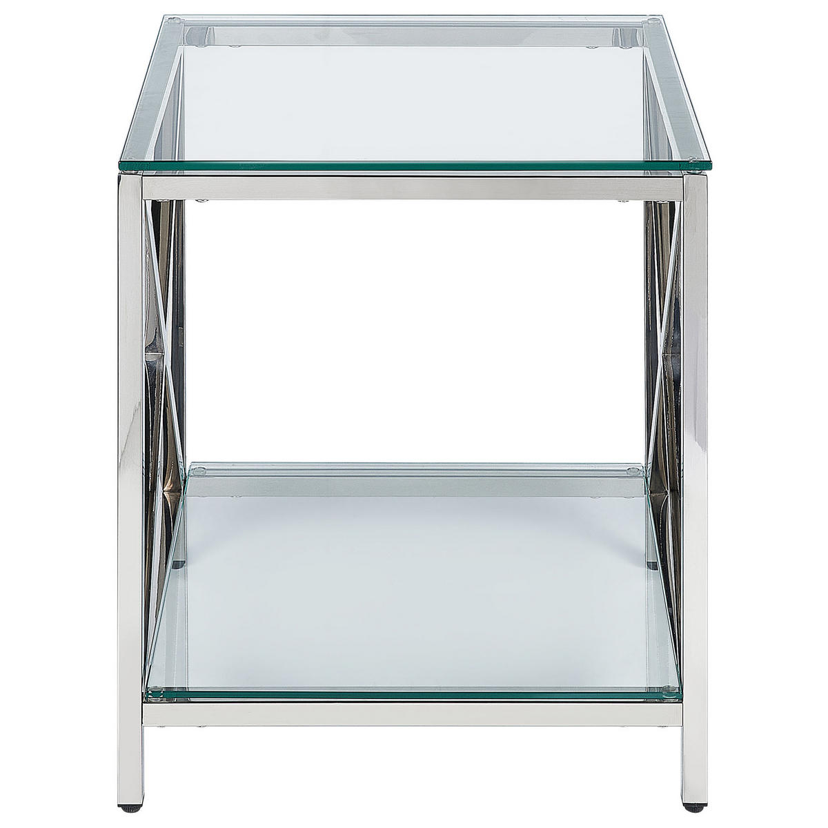 BEISTELLTISCH Glas silber quadratisch 45/45 cm Audet - Transparent/Silberfarben, Glas (45/45/48cm) - Beliani