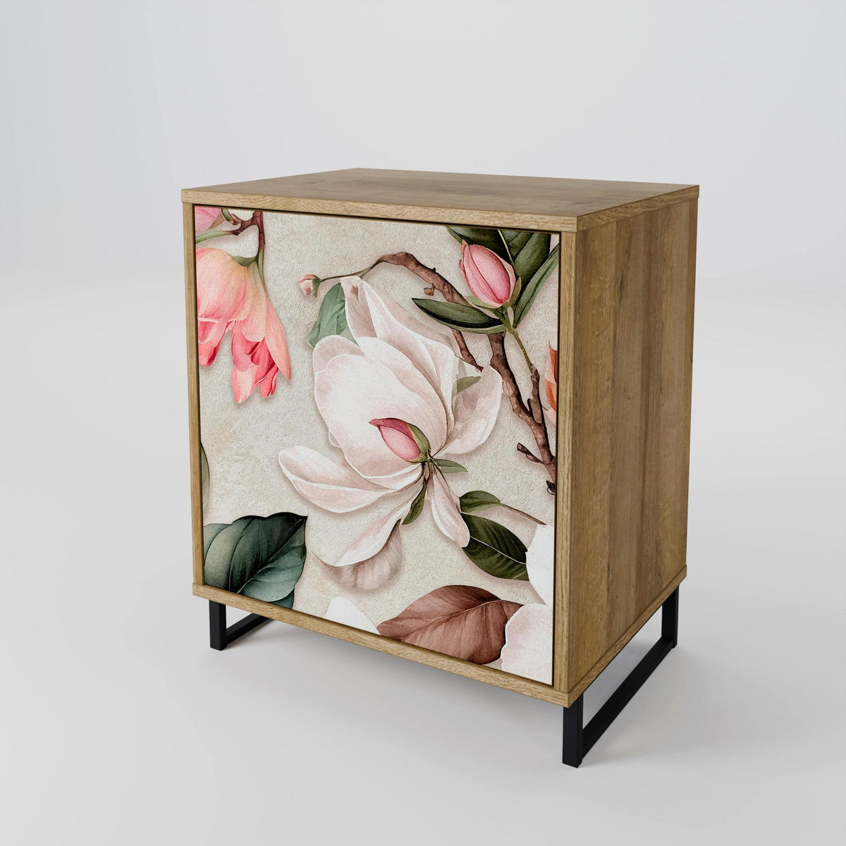 SIDEBOARD FLORAL GRACE, Eichefarben, 57,5x42x57,5 cm, Ohne Füße - Eichefarben/Multicolor, Holzwerkstoff (57.5/57.5/42cm) - SpaceRebels