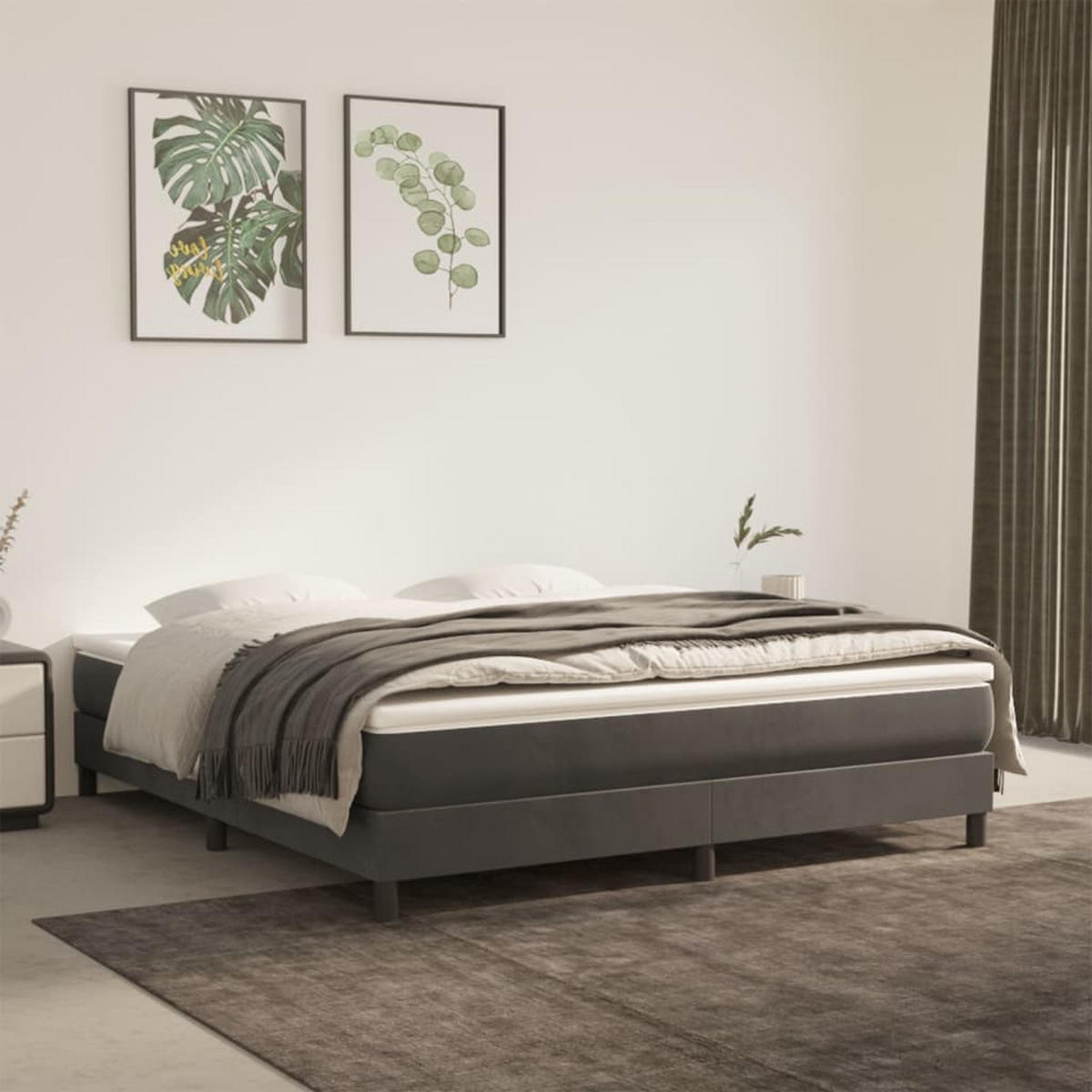 BOXBETTGESTELL Dunkelgrau 180/200 Cm Samt - Dunkelgrau, Textil (180/200cm) - vidaXL