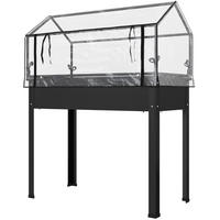 HOCHBEET 100x48x124 cm mit Gewächshaus Dach schwarz - Schwarz, Metall (100/124/48cm) - Fortuna Lai