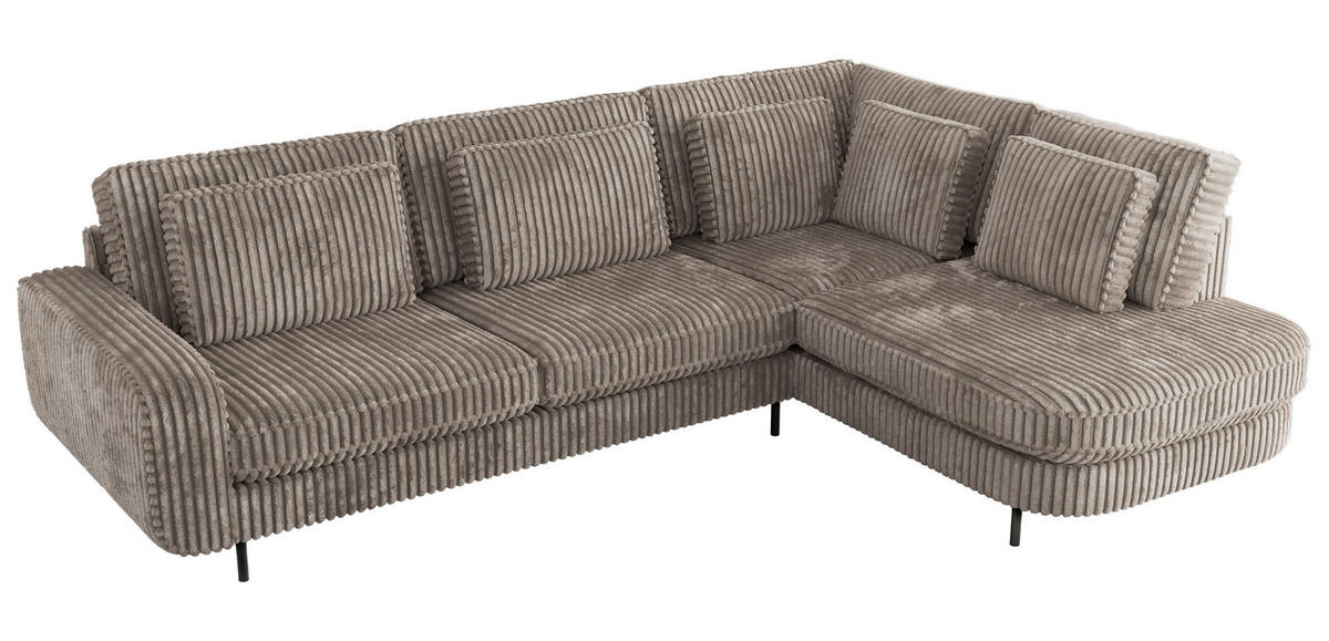ROHOVÁ SEDAČKA CALENO L - Světle hnědá Manšestr - Levá Strana - černá/světle hnědá, kov/textil (317/225cm) - MKS
