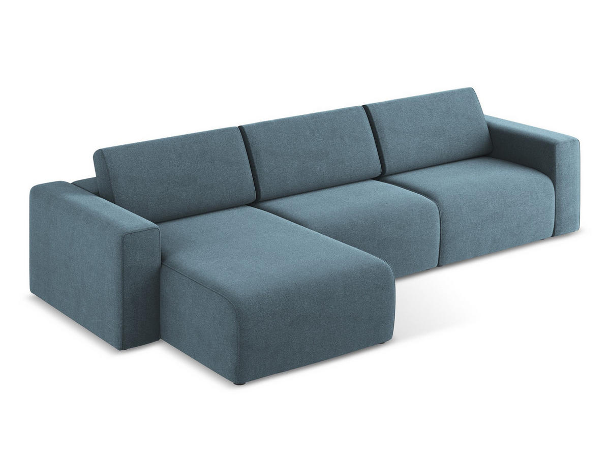 ECKSOFA Links Strukturstoff Stoff Blau - Blau/Schwarz, Kunststoff/Textil (167/314cm) - Makamii