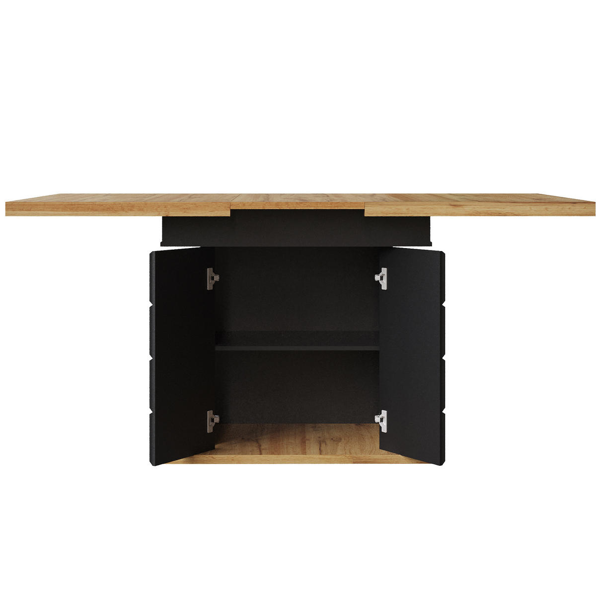 ESSTISCH ausziehbar 110-140 x 80 cm MDF Metall Black/Natural - Schwarz, Holzwerkstoff (140/80/75cm) - Meubliv