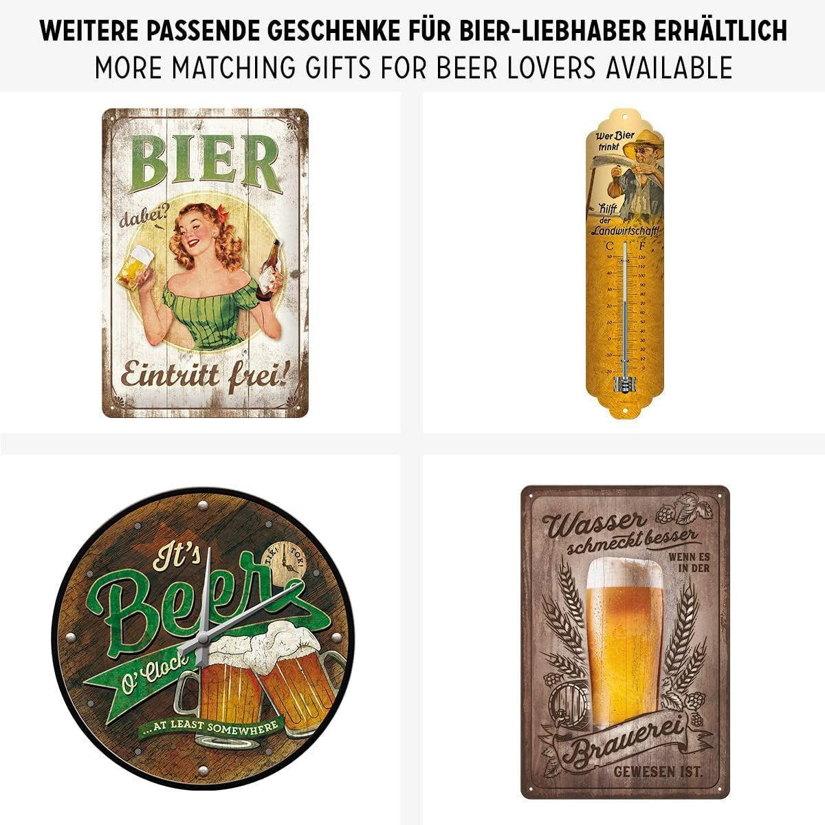 BLECHSCHILD 20/30 cm Das beste Bier ist ein offenes - Multicolor, Metall (20/30cm) - Nostalgic-Art