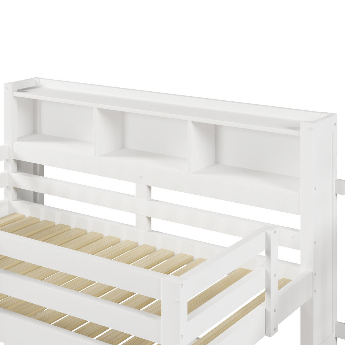 HOCHBETT 90/200 cm DE-33119 mit LED und Stauraumtreppe Weiß - Weiß, Holzwerkstoff (90/200cm) - ComfortXL