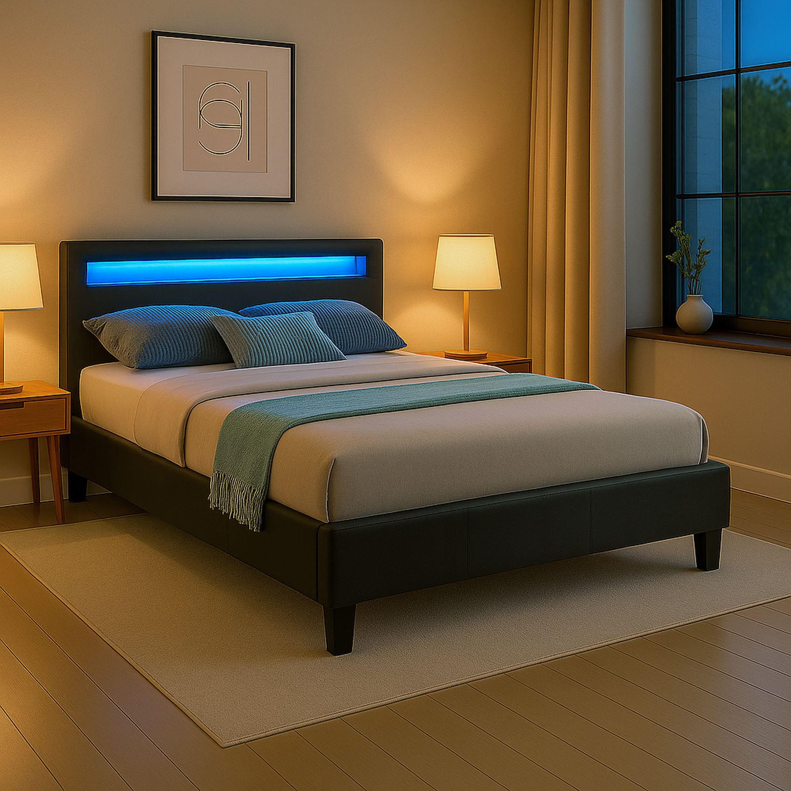 POLSTERBETT MIT LED MIRASOL 120X200 CM - Schwarz, Textil (120/200cm) - CARO-Möbel