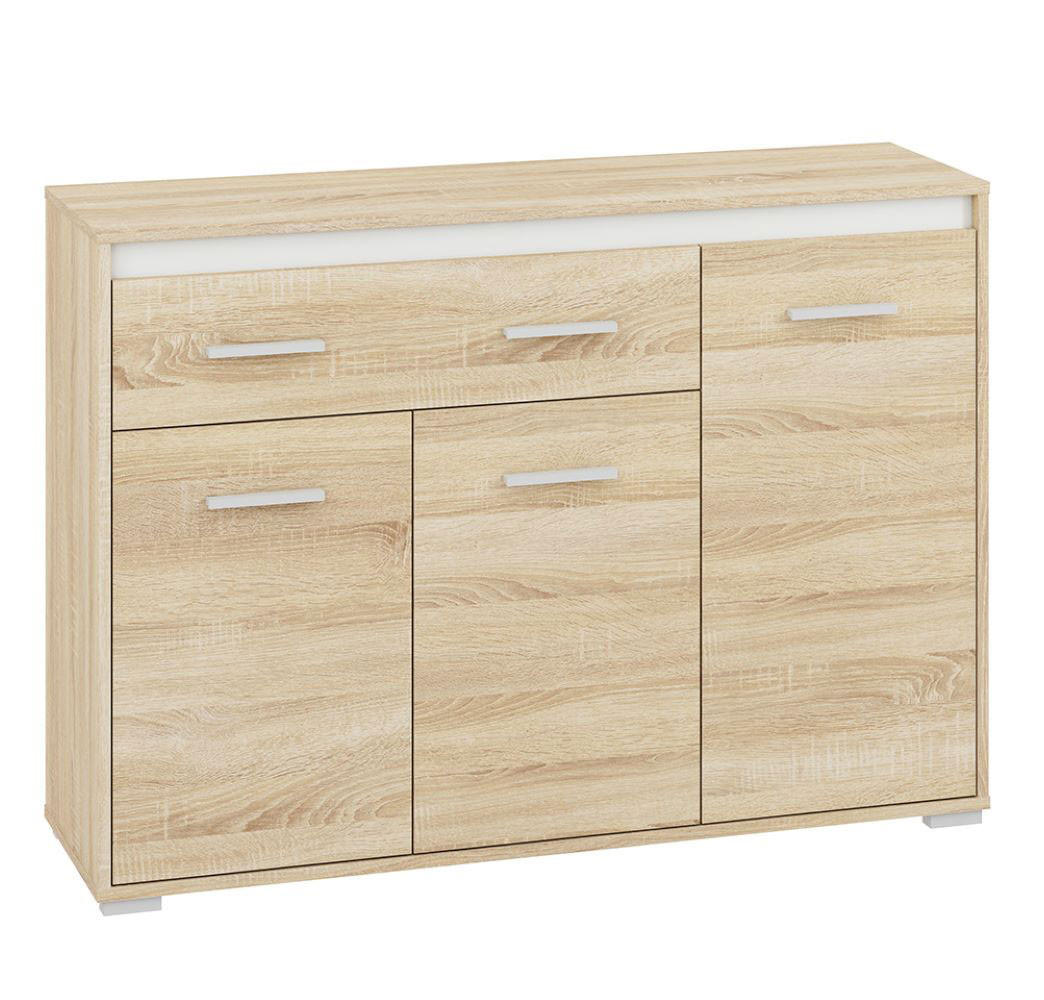 KOMMODE Avo Sonoma Eiche 120 / 34 / 85cm - Eichefarben/Weiß, Holzwerkstoff/Kunststoff (120/85/34cm) - Feldmann-Wohnen