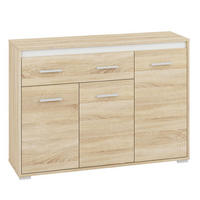 KOMMODE Avo Sonoma Eiche 120 / 34 / 85cm - Eichefarben/Weiß, Holzwerkstoff/Kunststoff (120/85/34cm) - Feldmann-Wohnen