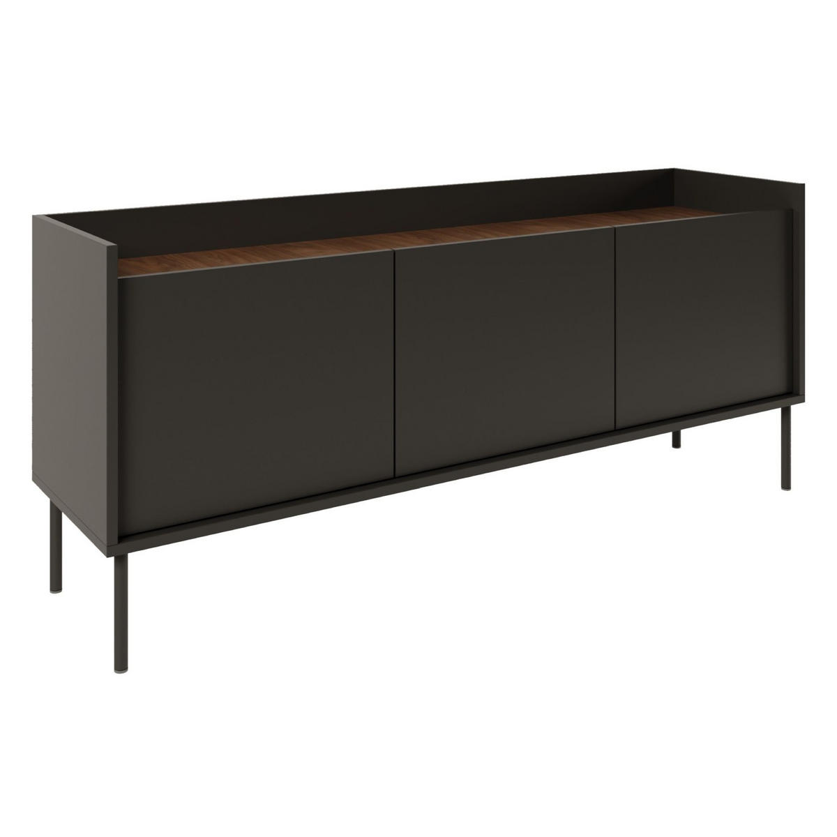 TV-SCHRANK Tovi Schwarz / Holzoptik Nussbaum 140 cm - Schwarz, Holzwerkstoff/Metall (139.8/58.5/36.4cm) - Selsey