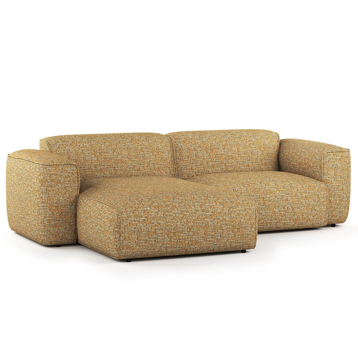 1,5-SITZER ECKSOFA mit Longchair - Schwarz/Honig, Kunststoff/Textil (260/173cm) - home24