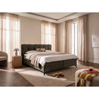 BOXBETT Marbella 160/200 cm Samt Braun mit Bettkasten, mit Matratze, mit Topper H2/H3 - Schwarz/Braun, Textil (160/200cm) - wonello