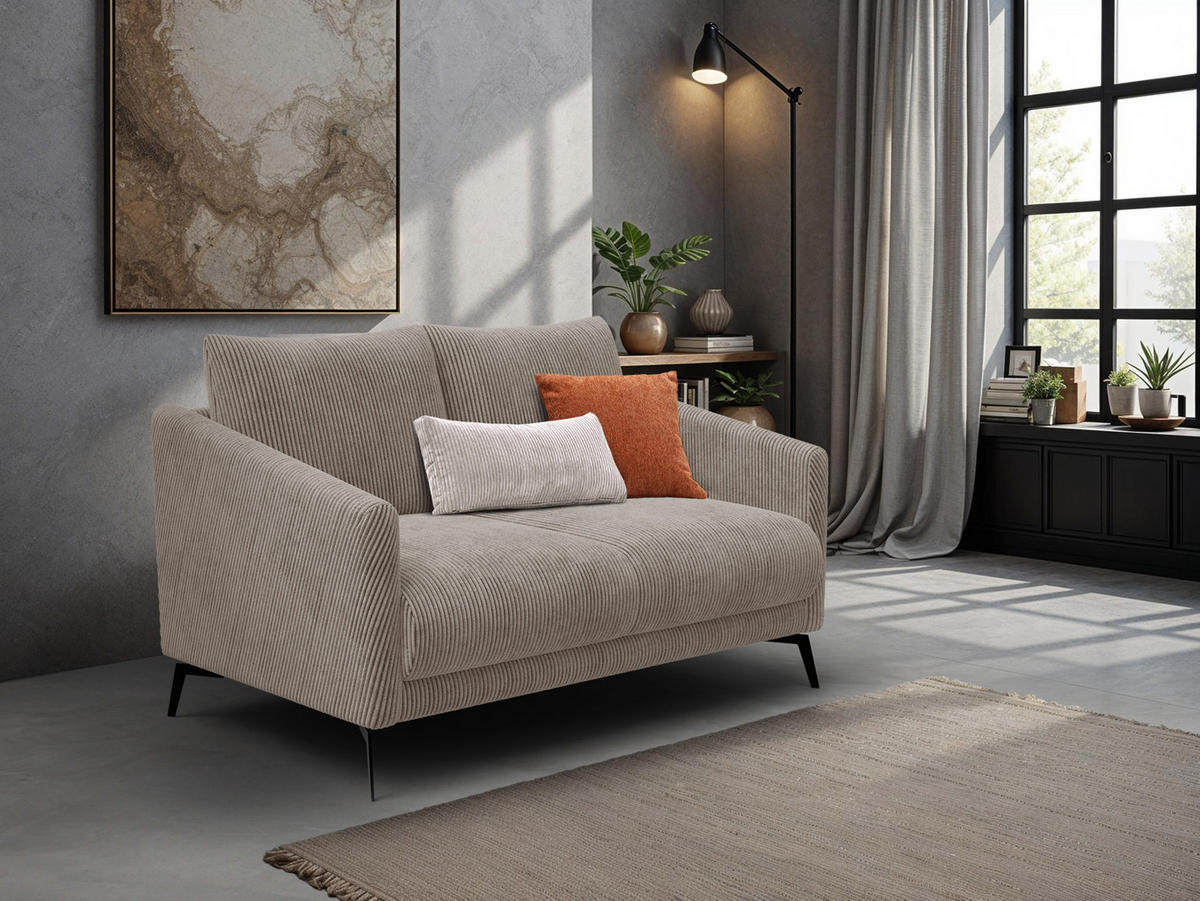 SOFA VILT 2-Sitzer, taupe - Taupe/Schwarz, Holzwerkstoff/Textil (142/89/94cm) - Courtois Laville