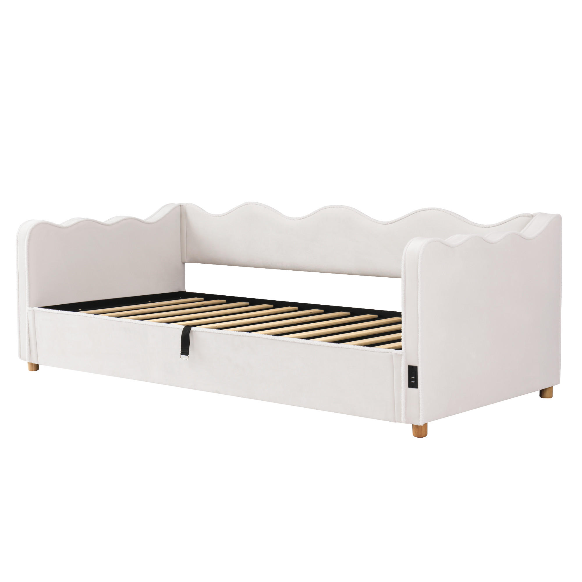 TAGESBETT 90/200 cm DE-32794 mit Hydraulik Beige - Beige, Metall (90/200cm) - ComfortXL