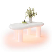 KONFERENČNÍ stolek 98/65,5/40 cm bílý z MDF s LED osvětlením a zásuvkou - bílá, kompozitní dřevo (98/65.5/40cm) - OKWISH
