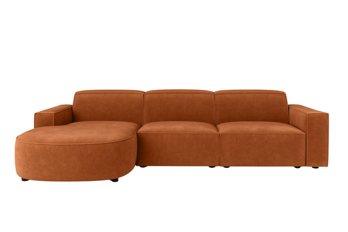 ECKSOFA Cursal Round L-Form, Stoff Salvador, Braun, Links - Braun, Holz (284/166cm) - Kaiser Möbel
