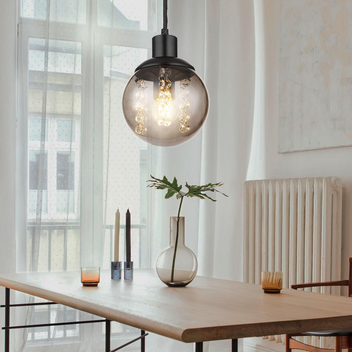 HÄNGELEUCHTE Richard Glas Schwarz 2er Set - Schwarz, Glas (15/15/150cm) - Globo Lighting