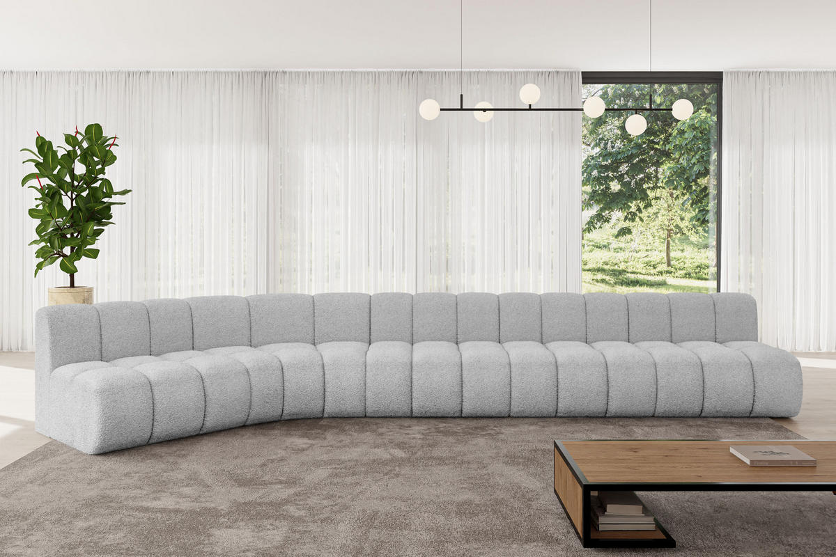 ECKSOFA modulares Sofa Montra-L3 - 472x174x70 cm Hellgrau - Hellgrau, Holzwerkstoff/Textil (472/174cm) - ALTDECOR