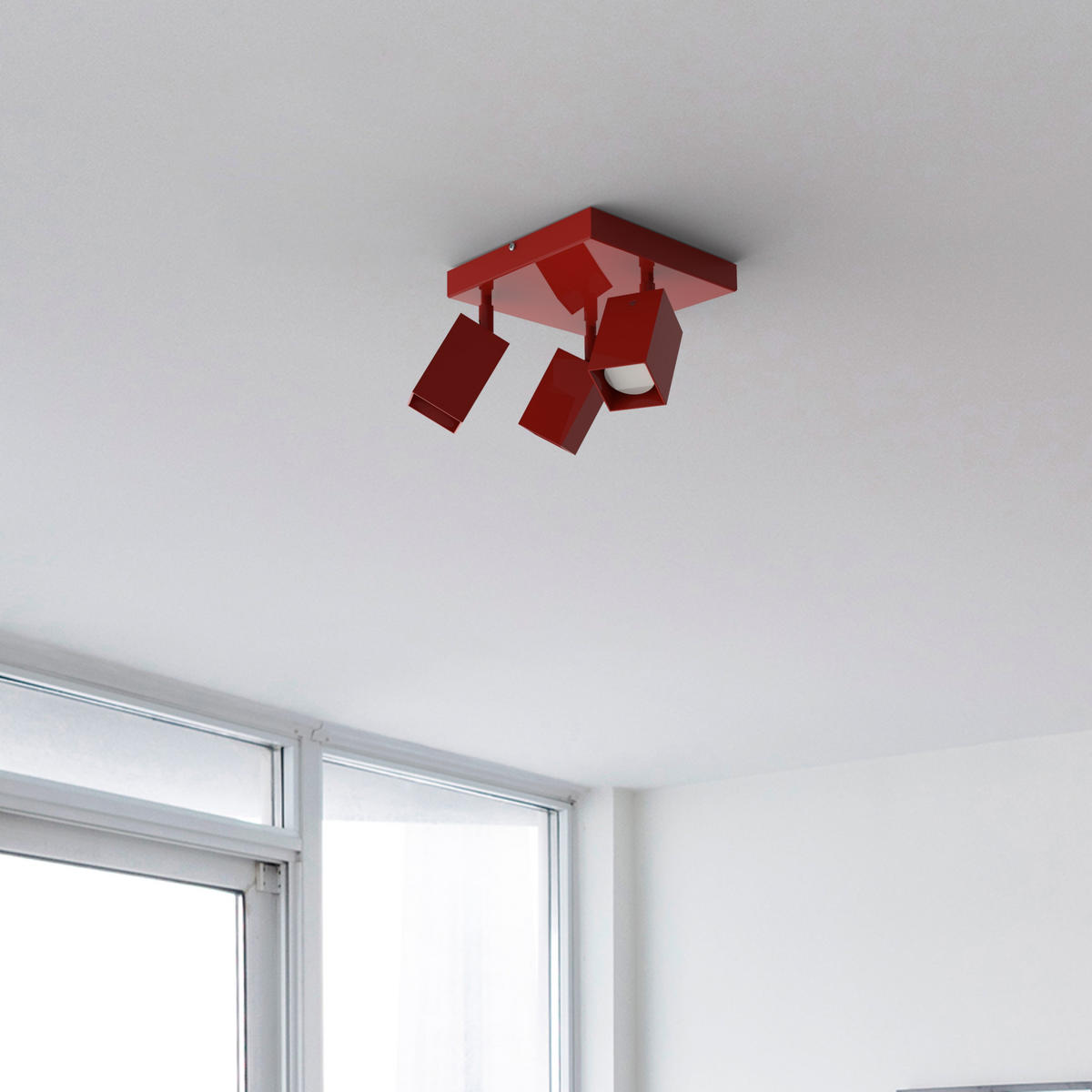 DECKENLEUCHTE - Rot, Metall (25/25/18cm) - Lumicom