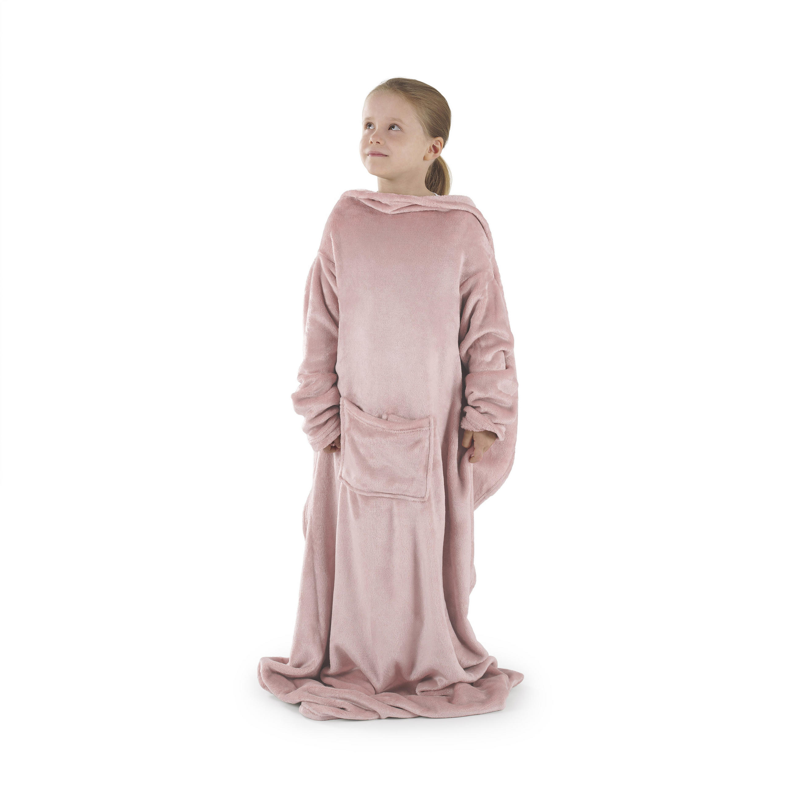 KUSCHELDECKE mit Ärmeln & Fußsack – 90/105cm, Rosa - Rosa, Textil (90/105cm) - Blumtal