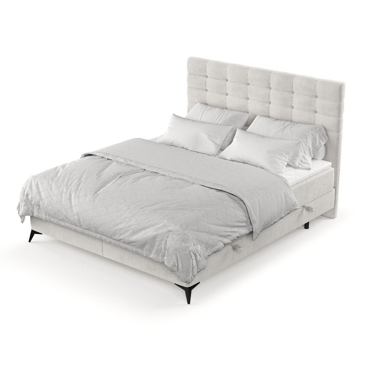 BOXBETT Niro 120/200 cm Creme im Bonita Stoff - Creme/Schwarz, Holz/Holzwerkstoff (120/200cm) - AltaBeds