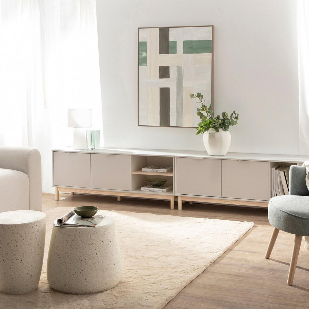 TV-ELEMENT Elian Weiß 140 cm x 53 cm - Weiß, Holzwerkstoff (140/53/38cm)