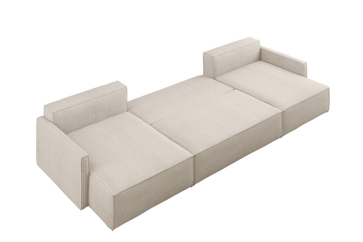 ECKSOFA Carlos Mit Schlaffunktion und Bettkasten Elegante Stoff Poso Beige - Beige, Holz/Textil (348/142cm) - Kaiser Möbel