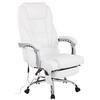 CHEFSESSEL Echtleder Weiß - Chromfarben/Weiß, Leder/Metall (69/118/64cm) - CLP