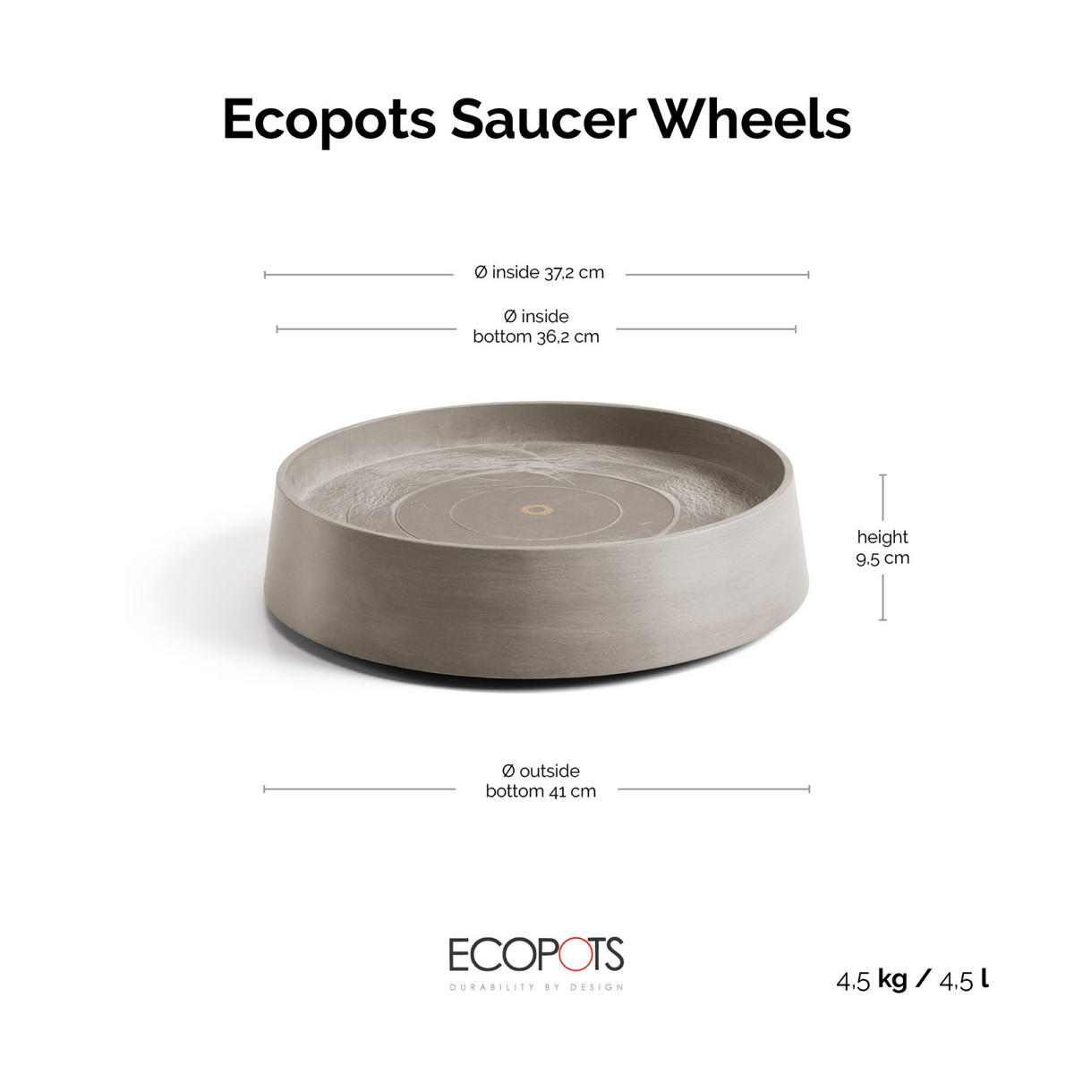 BLUMENTOPFUNTERSETZER Oslo 41/41/9,5 cm Taupe - Taupe, Kunststoff (41/9.5cm) - Ecopots