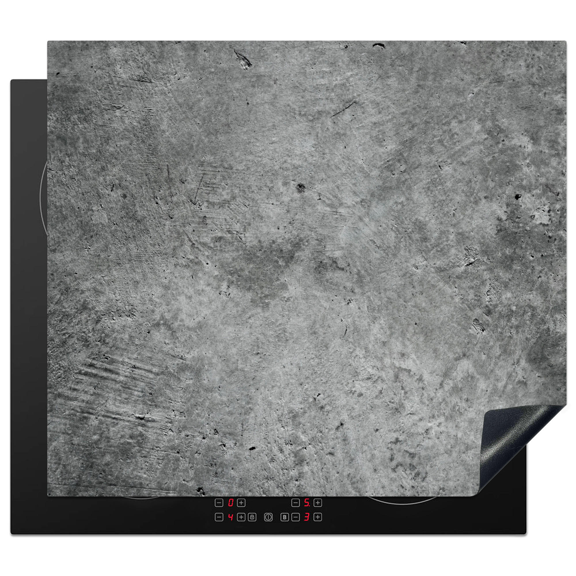 HERDABDECKPLATTE Beton - Schiefer - Grau -Betonstruktur Ceranfeldabdeckung 59x52 cm - Grau, Kunststoff (59/52/0.2cm) - MuchoWow