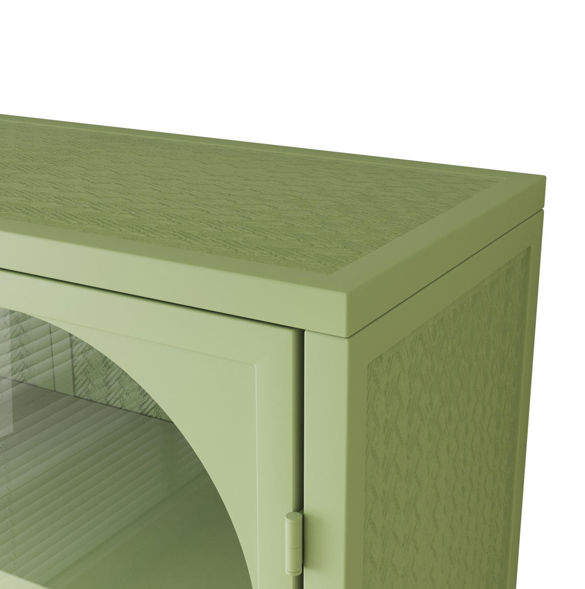 KÜCHENOBERSCHRANK 70x23x60 cm Grün aus Metall & Glas mit gewebtem Design & 3 Ablagen - Grün, Glas (70/60/23cm) - Modfu