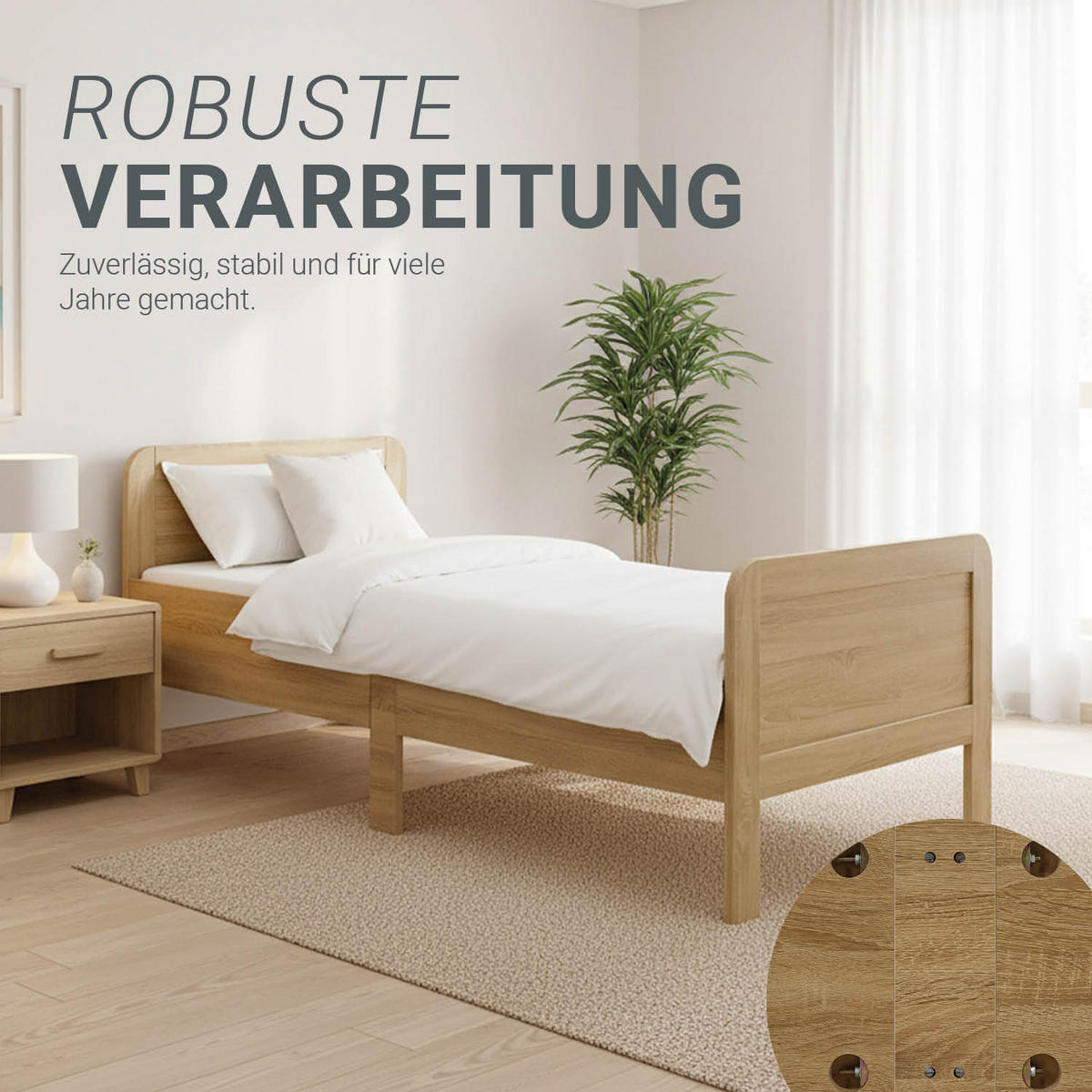 HOLZBETT Seniorenbett 90/200 Natur - Braun, Holz (90/200cm) - Homestyle4u