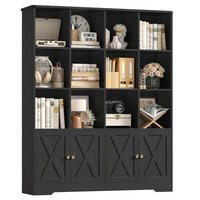 BÜCHERREGAL mit Türen Schwarz 144,8 x 29,8 x 121 cm - Schwarz, Holzwerkstoff (121/144.8/29.8cm)