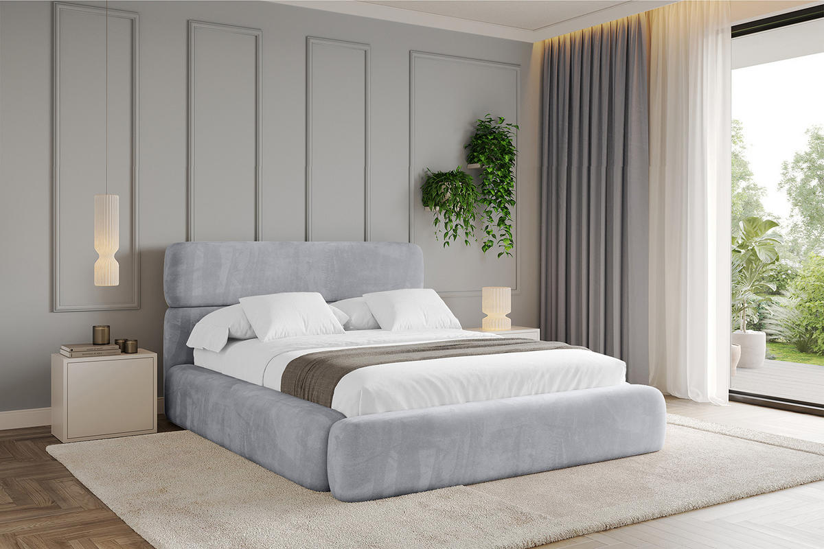 POLSTERBETT mit Bettkasten und Lattenrost, Boxbett ohne Matratze - ENORA 120x200 Hellgrau - Hellgrau, Holzwerkstoff/Textil (120/200cm) - ALTDECOR