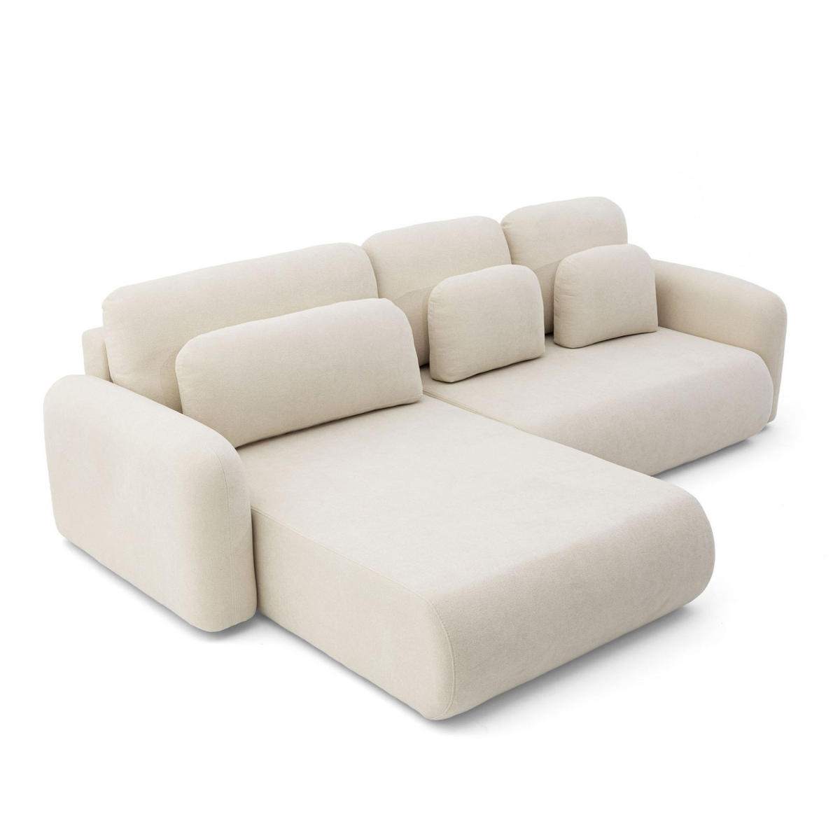 ECKSOFA NEST L Universal mit Schlaffunktion 157x240 Webstoff Beige - Beige/Schwarz, Holz/Textil (280/187cm) - Muffo
