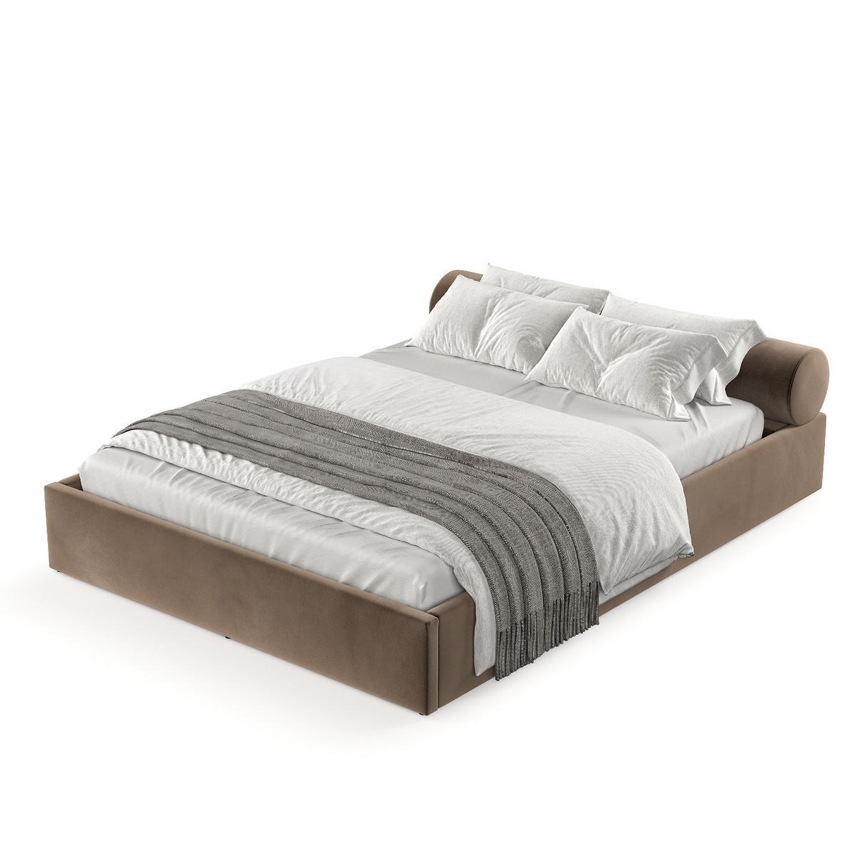 POLSTERBETT Solvo mit Stauraum 140/200 cm Braun im Paros Stoff - Schwarz/Naturfarben, Holz/Holzwerkstoff (140/200cm) - AltaBeds