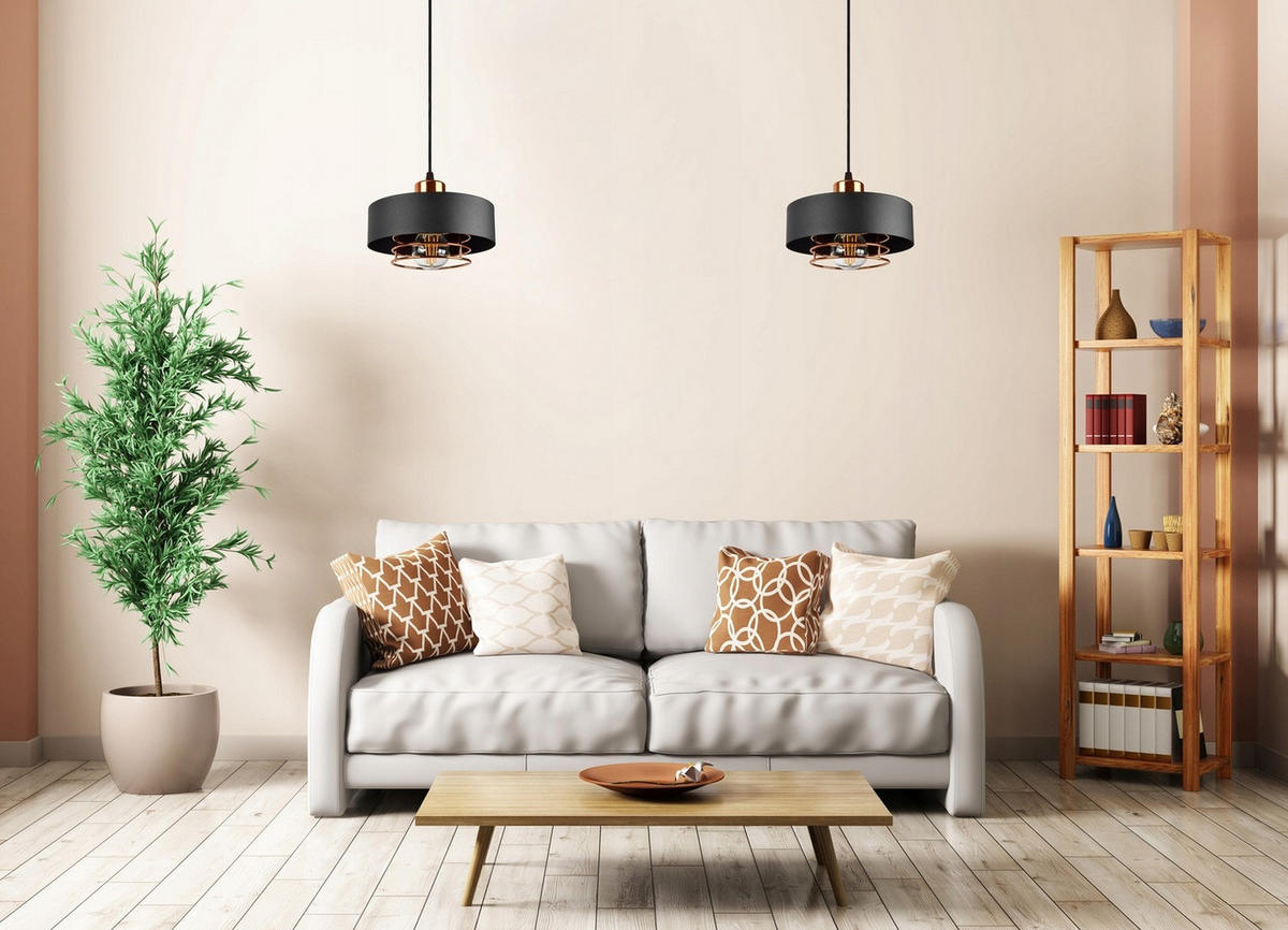 PENDELLEUCHTE EDISON - Goldfarben/Schwarz, Metall (20/20/70cm) - kiki design